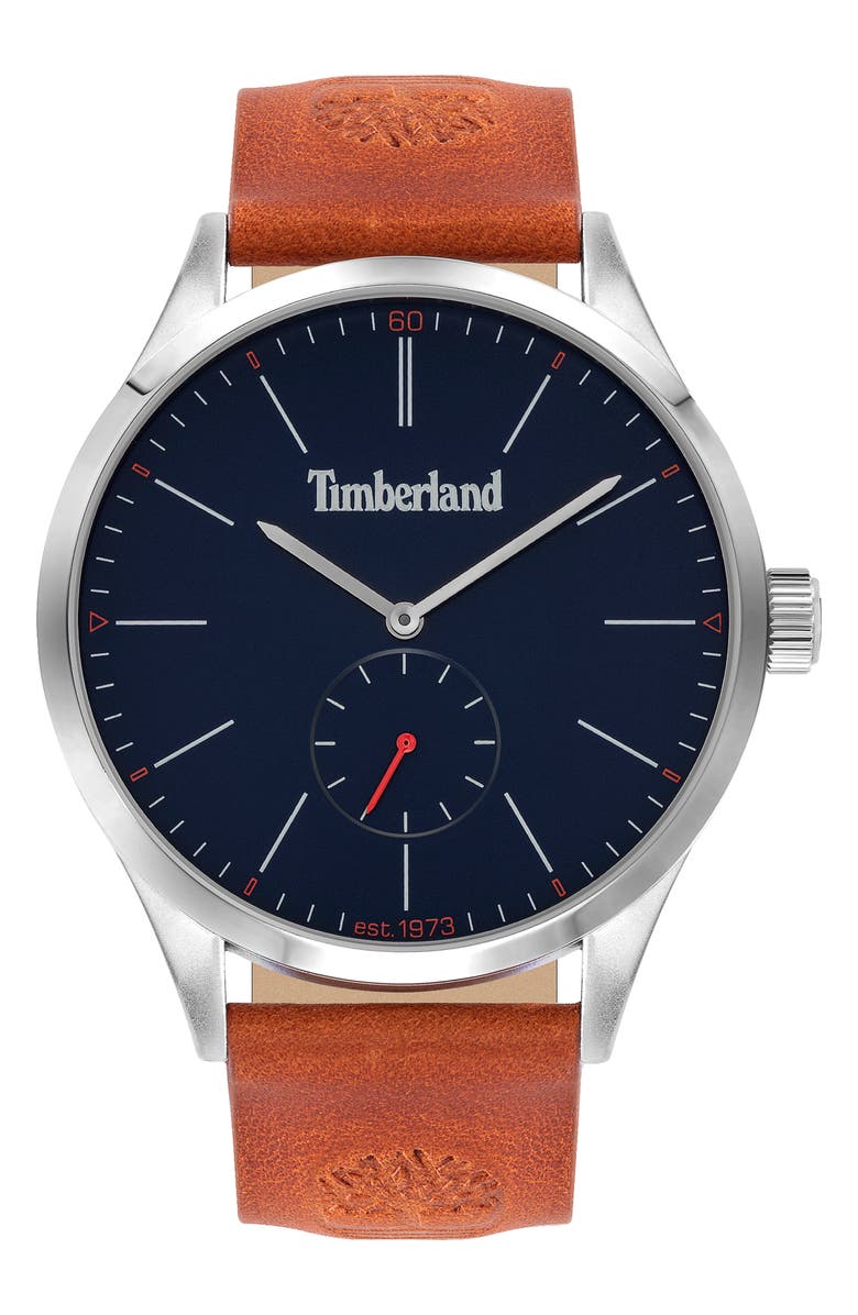 Timberland Lamprey Leather Strap Watch, 46mm, Main, color, 