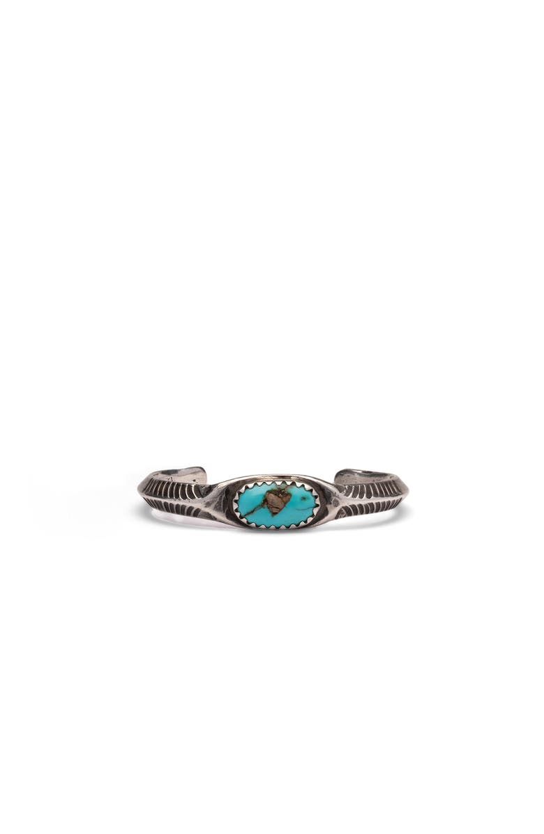 Fortela Oval Turquoise Sterling Silver Bracelet, Main, color, Silver