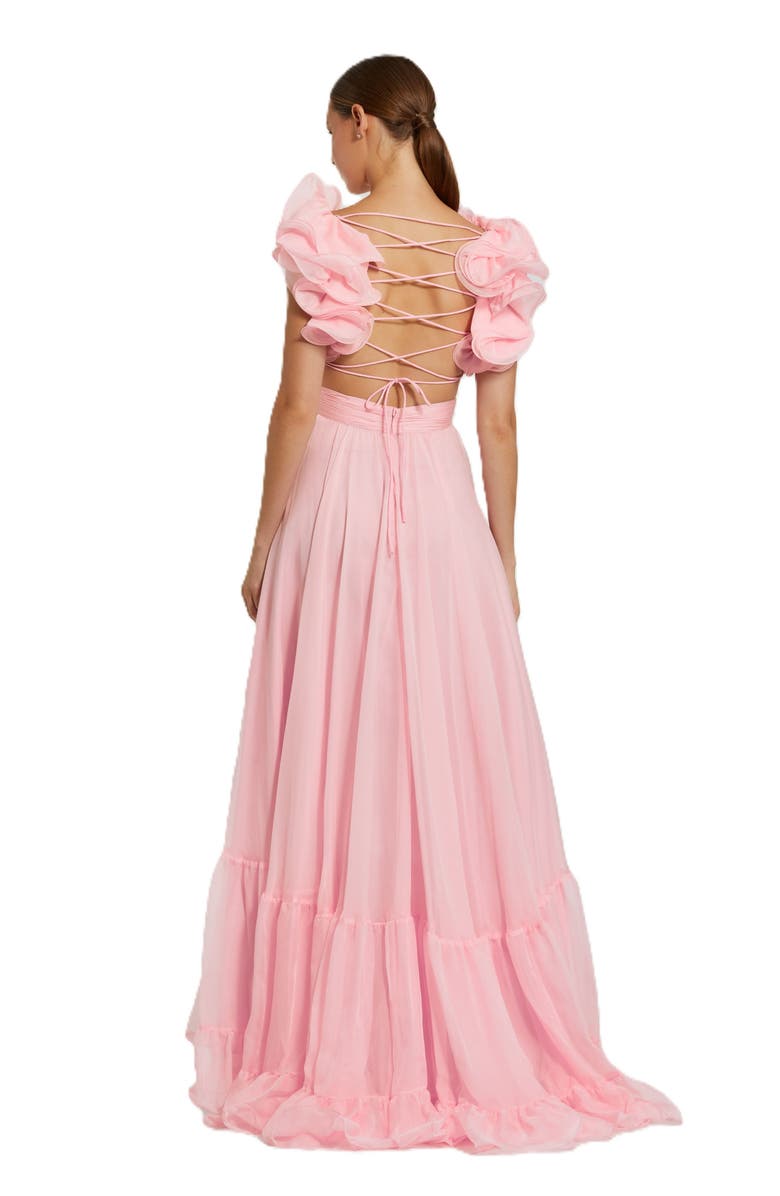 Mac Duggal Sleeveless Ruffle Tiered Cut-Out Chiffon Gown, Alternate, color, 
