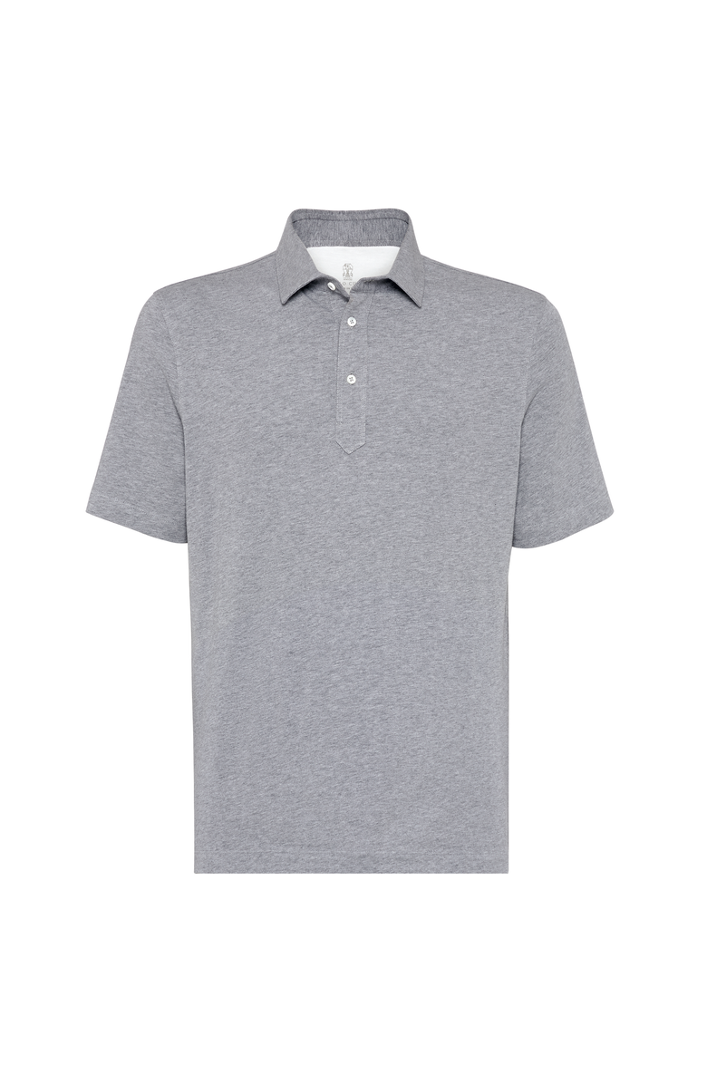 Brunello Cucinelli Polo with shirt collar, Main, color, Grey