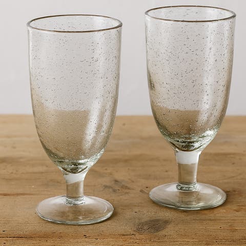 Bubble Clear Glass Iced Tea Goblet Set of Two 22 oz