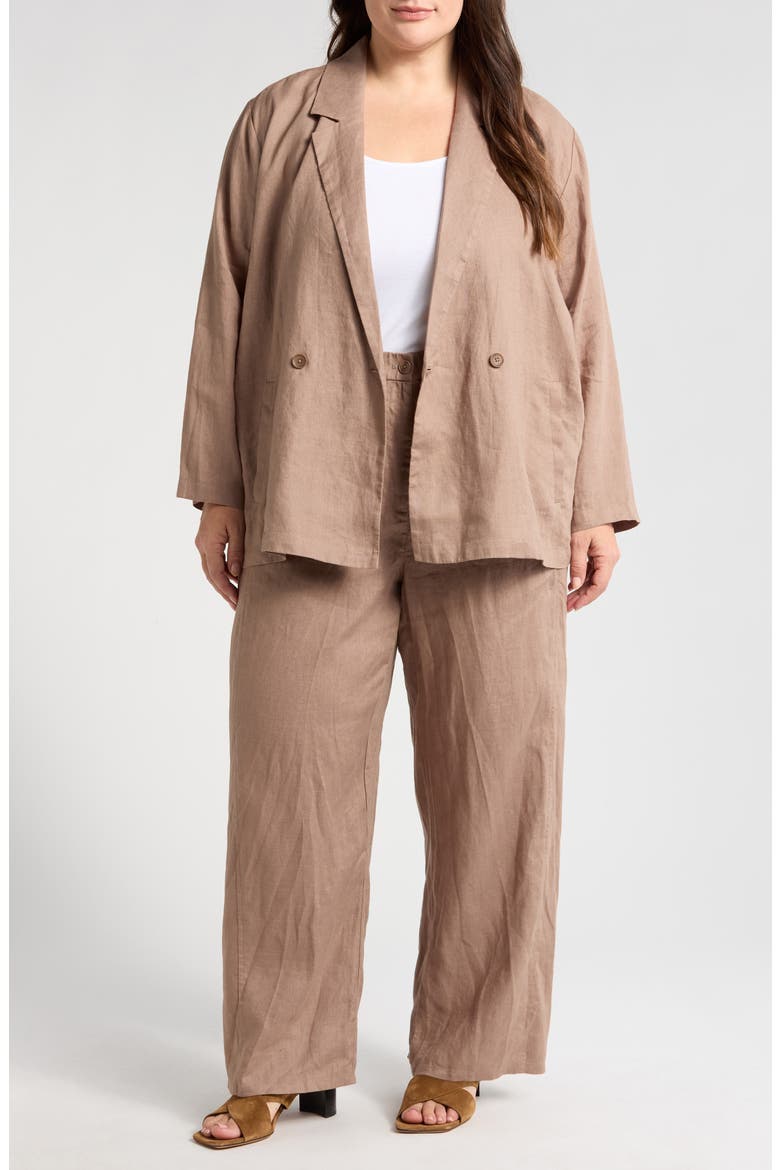 Wide Leg Organic Linen Ankle Pants, Alternate, color, COCOA