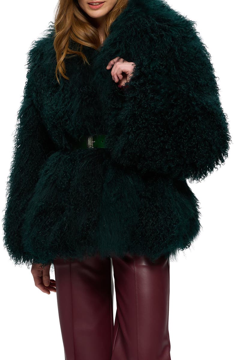 GORSKI Genuine Shearling Short Jacket, Alternate, color, Forest Green