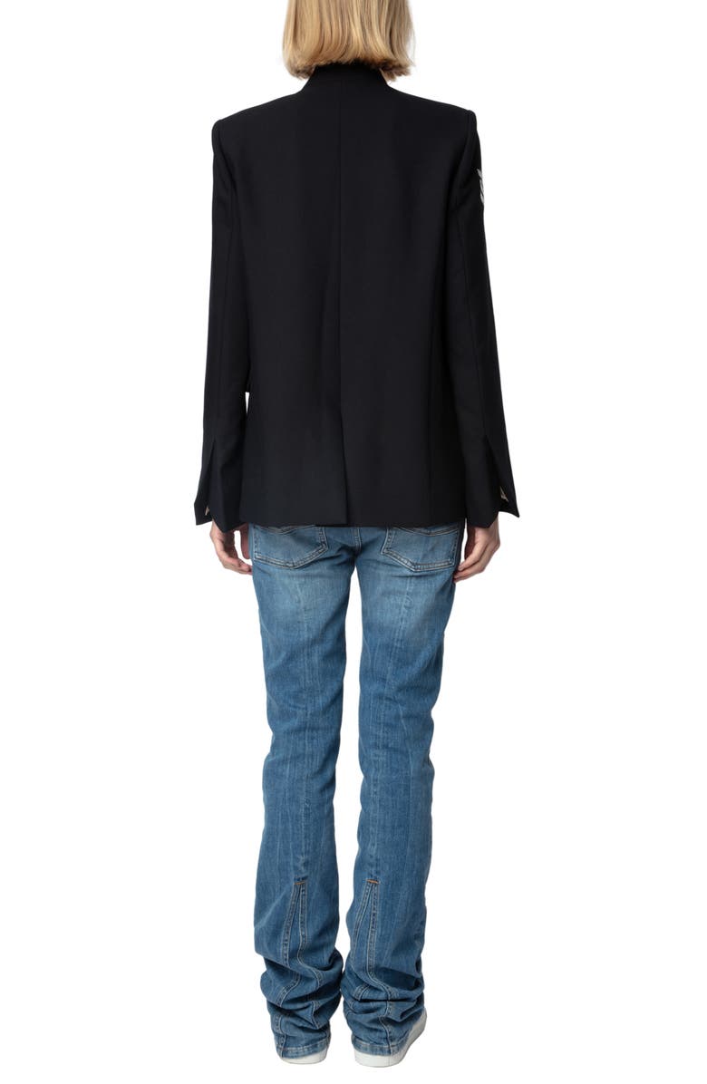 Zadig & Voltaire Very Bis Multistrass Open Front Blazer, Alternate, color, Encre