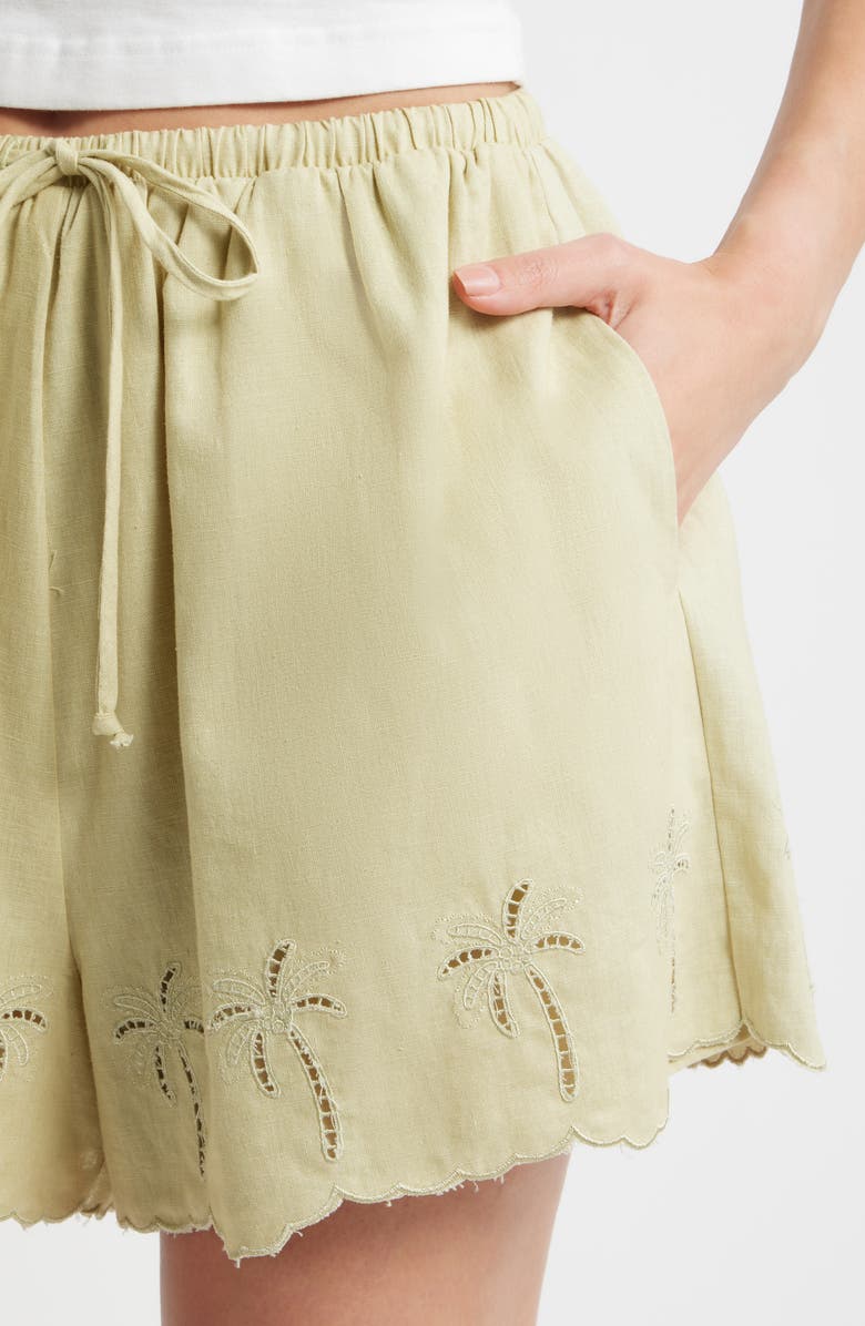 A.REN Lia Eyelet Tie Waist Linen & Cotton Shorts, Alternate, color, Sage Green
