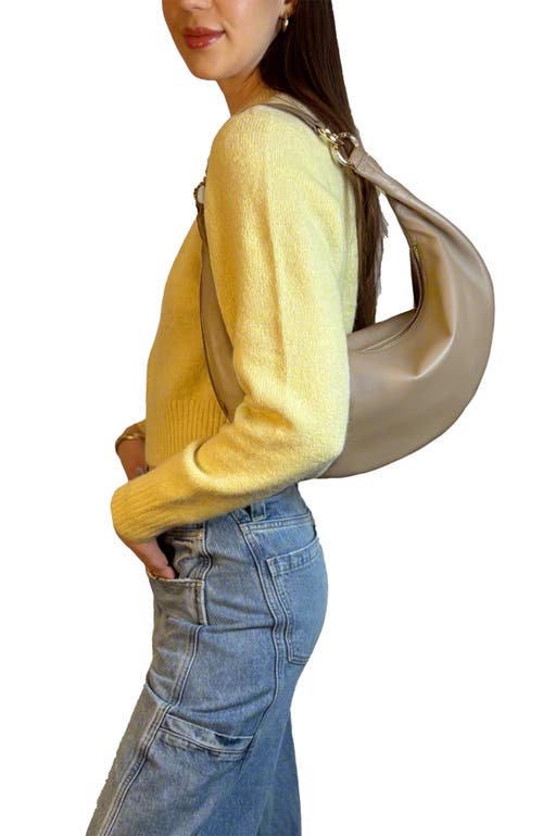 Shop Hyer Goods Leather Convertible Hobo Ring Bag In Taupe