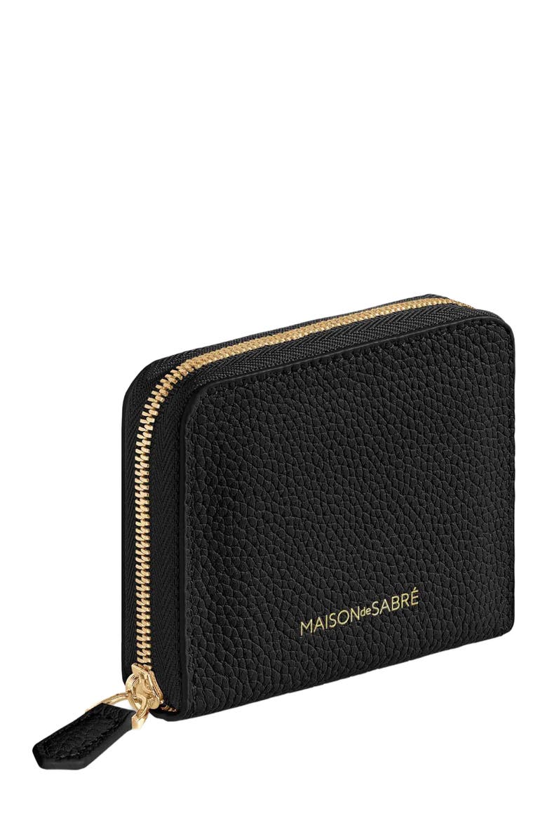 MAISON de SABRÉ Small Leather Zipped Wallet, Alternate, color, Black Caviar