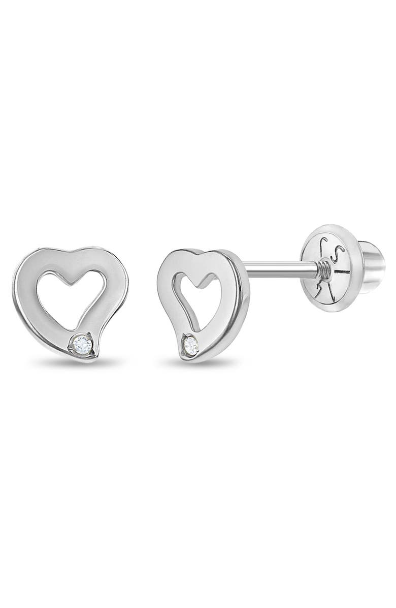 In Season Jewelry 14k Open Heart Diamond Earrings, Main, color, 