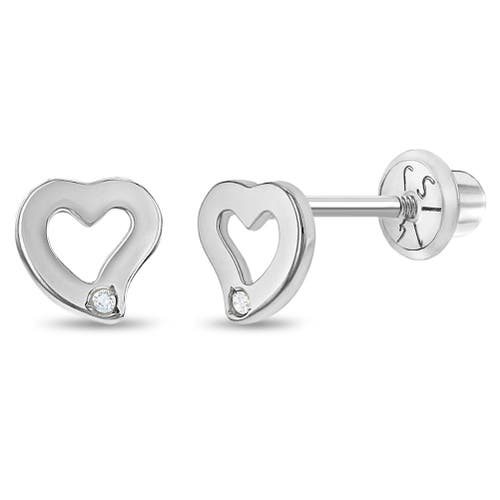 In Season Jewelry 14k Open Heart Diamond Earrings in Silver at Nordstrom