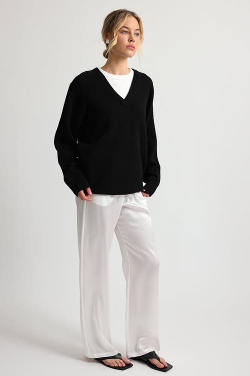 Almina Concept Wool V Neck Sweater In Black