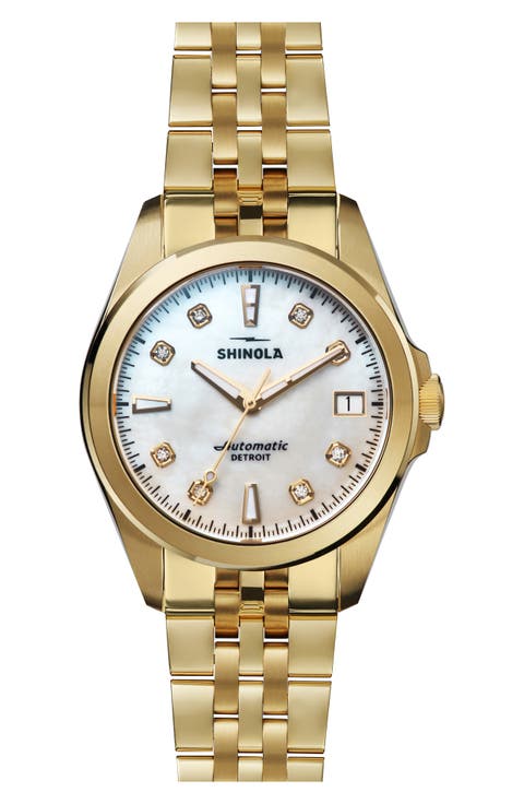 Circadian Monster Mother-of-Pearl & Diamond Automatic Bracelet Watch, 36mm