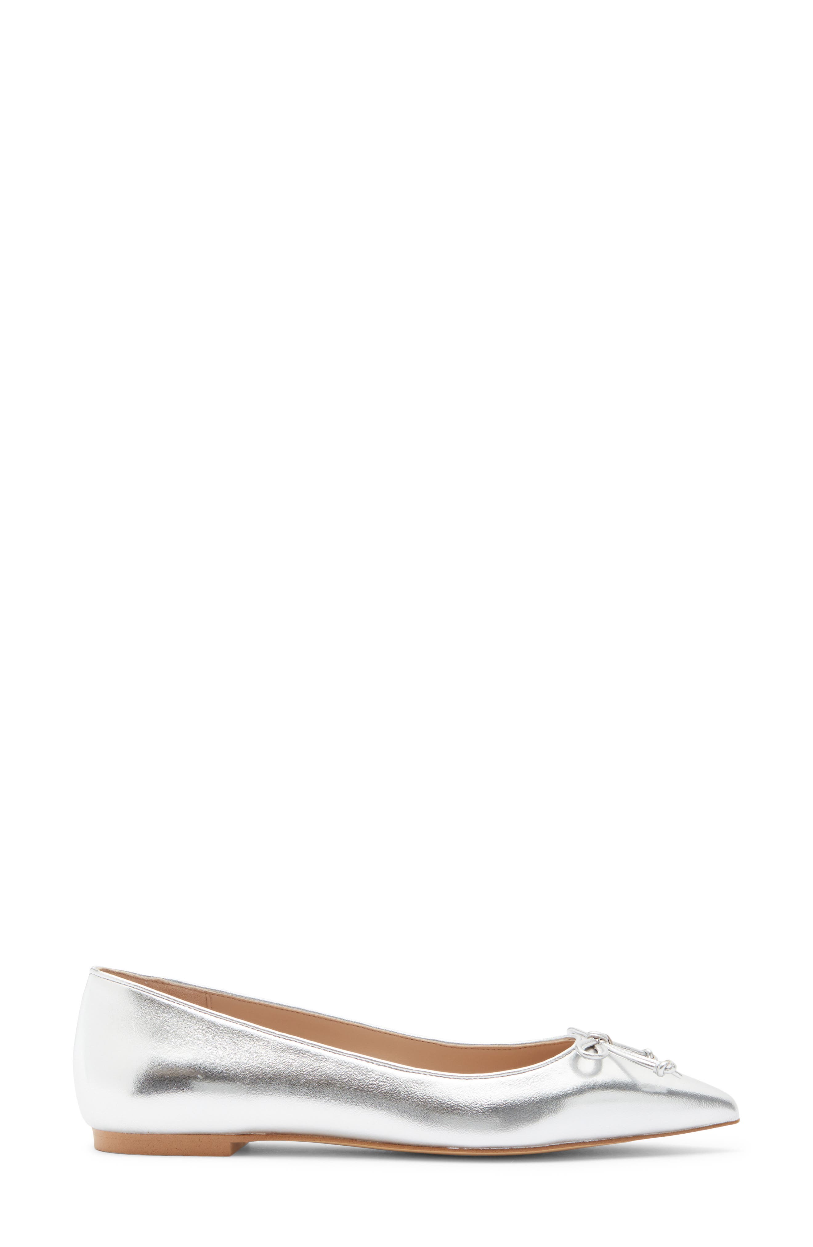 Stuart Weitzman Gabby Bow Flat, Alternate, color, Silver