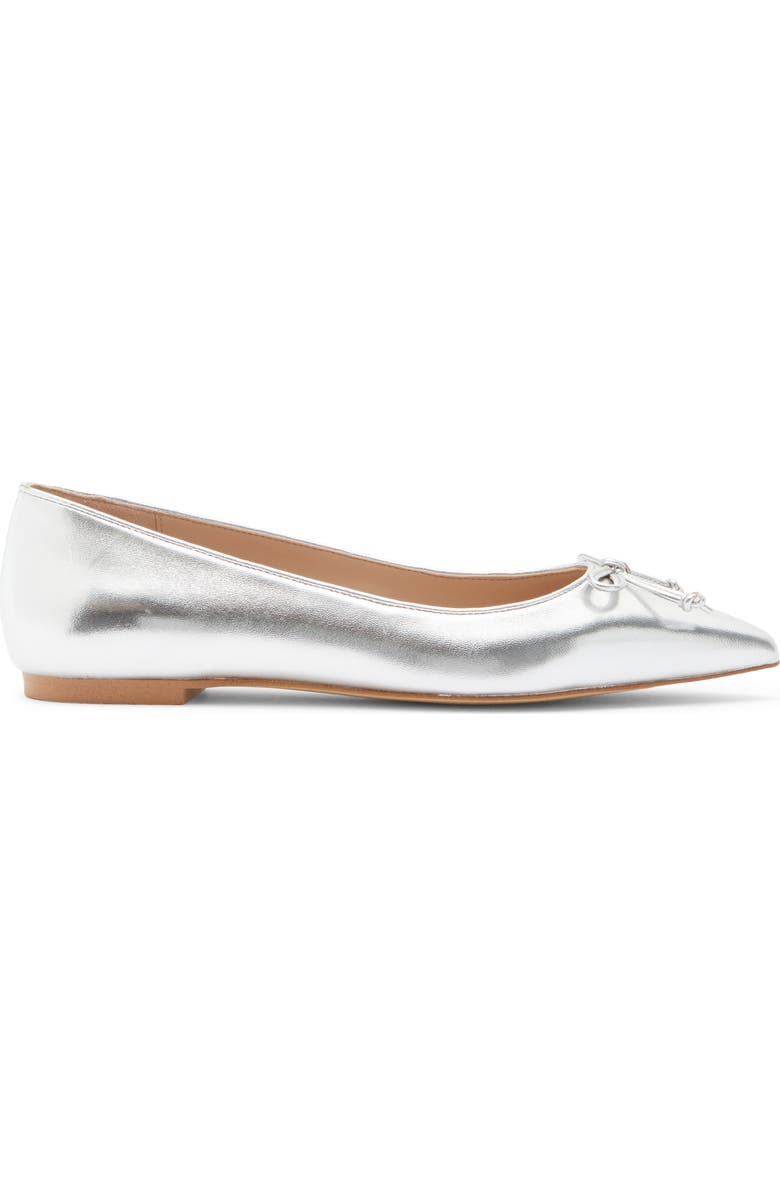 Stuart Weitzman Gabby Bow Flat, Alternate, color, Silver