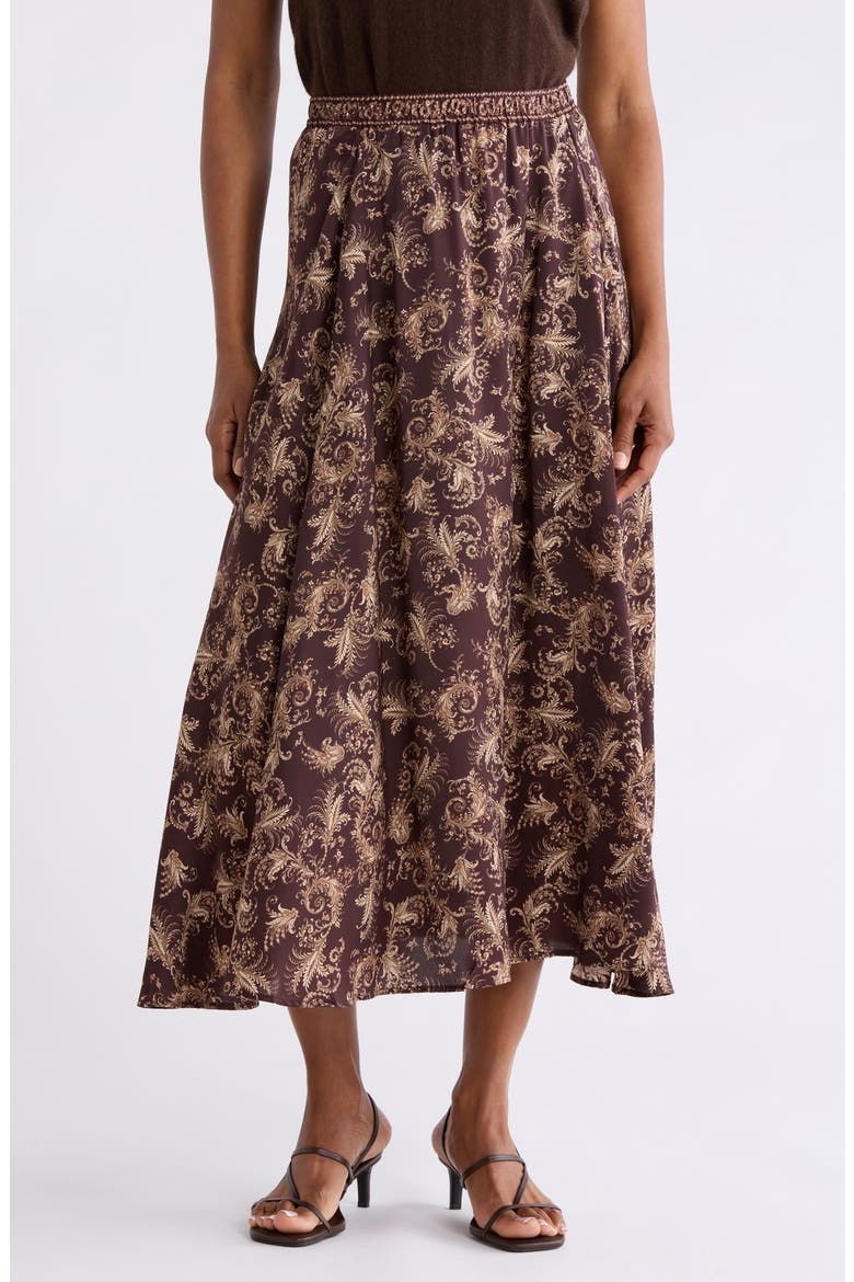 Satin Midi Skirt, Main, color, CHOCPASM