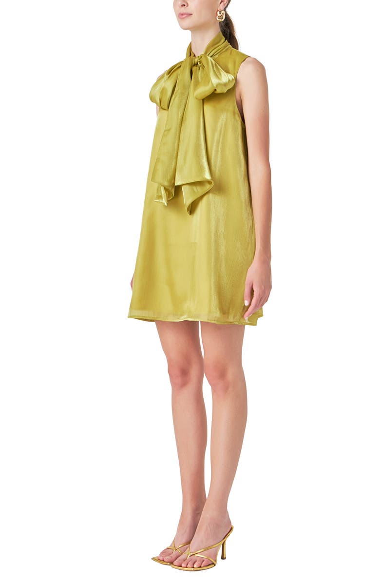 Endless Rose Bow Neck Organza Minidress, Alternate, color, Chartreuse