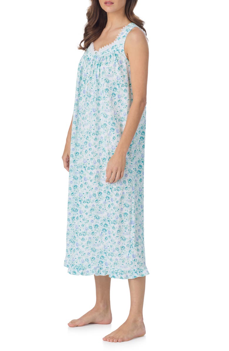 Eileen West Sleeveless Cotton Nightgown, Alternate, color, Aquamult