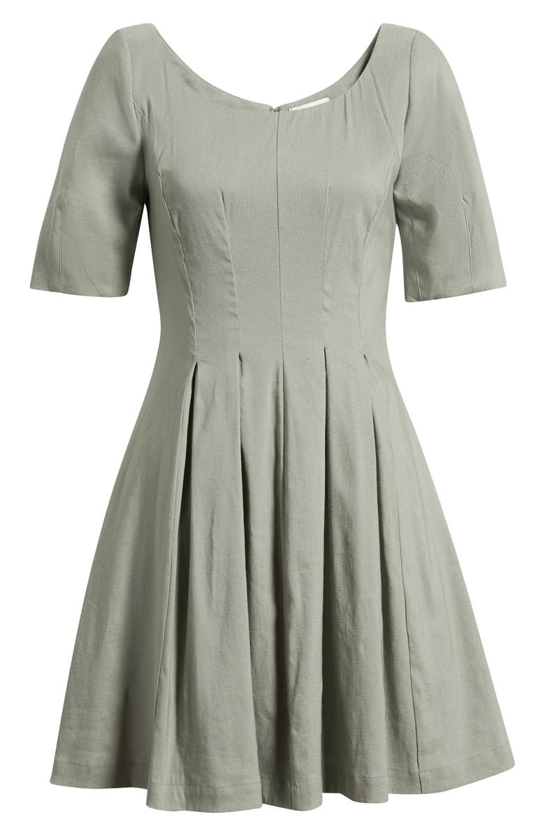Nordstrom Scoop Neck Linen Blend Dress, Main, color, Green Chaparral
