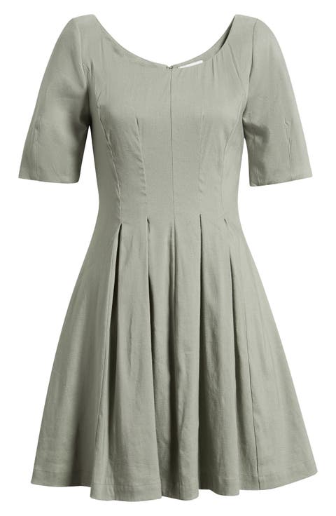 Scoop Neck Linen Blend Dress