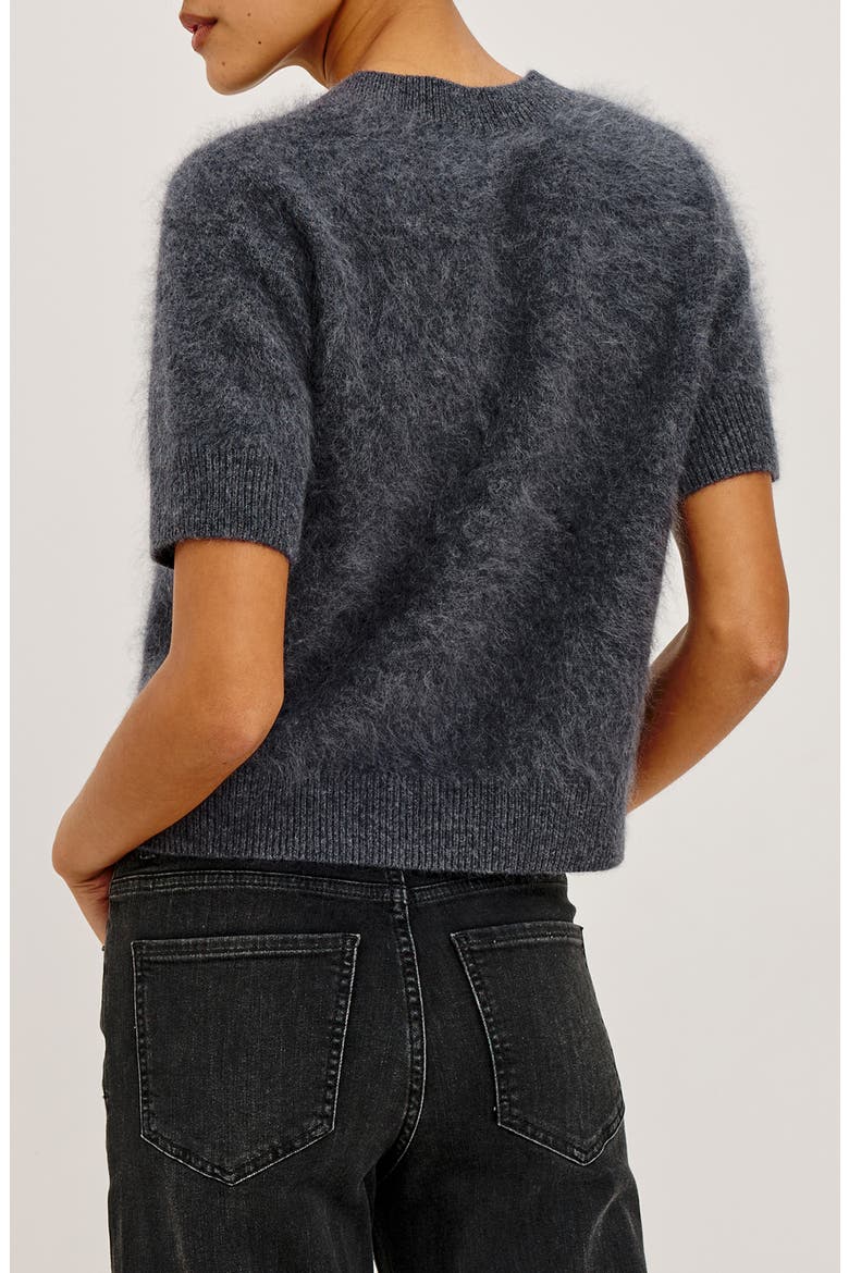 Roman Short Sleeve Wool & Cashmere Cardigan, Alternate, color, CHARCOAL