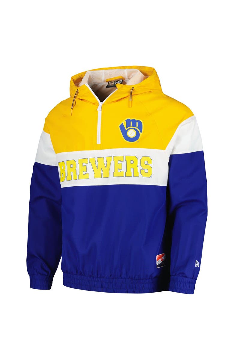 New Era Men's New Era Royal Milwaukee Brewers Ripstop Raglan Quarter-Zip Hoodie Windbreaker Jacket, Alternate, color, Royal