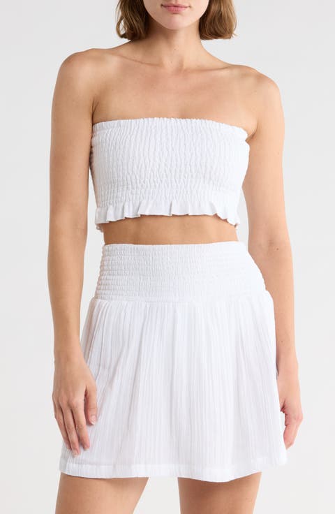 Nya Smocked Bandeau Cover-Up Top