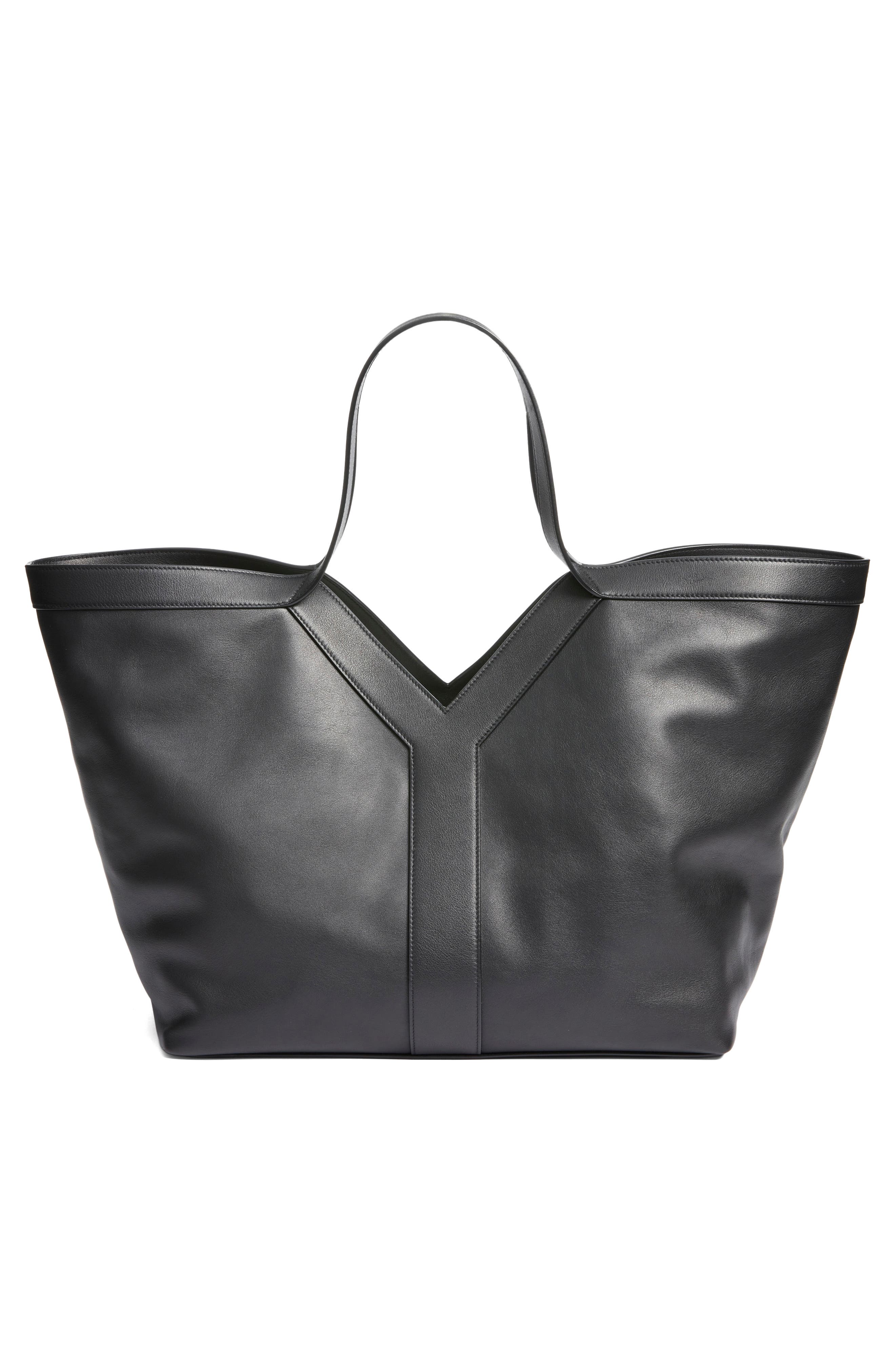 Saint Laurent Y Leather Tote, Alternate, color, Noir