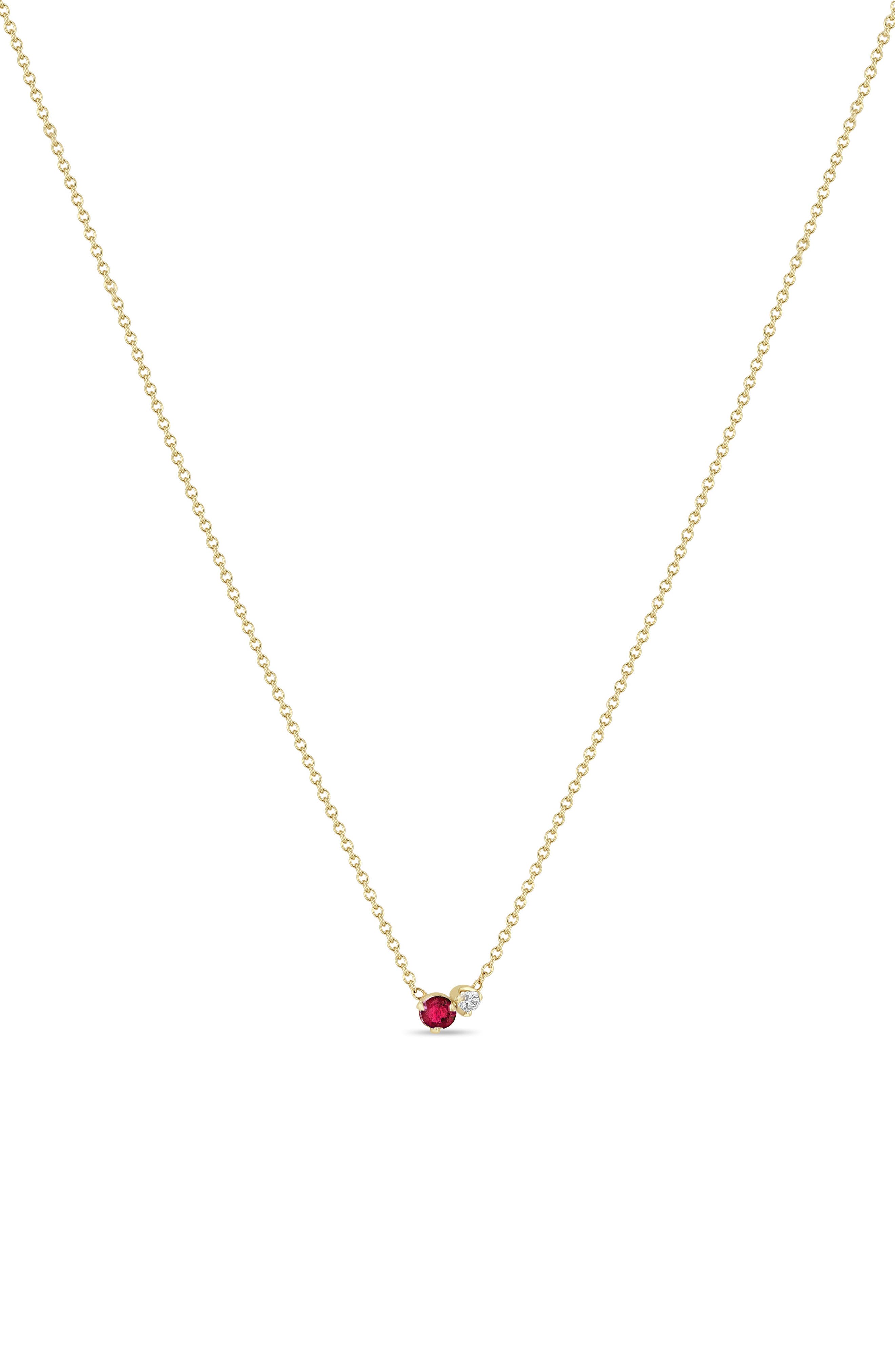 Zoë Chicco 14k Gold Mixed Stone Pendant Necklace