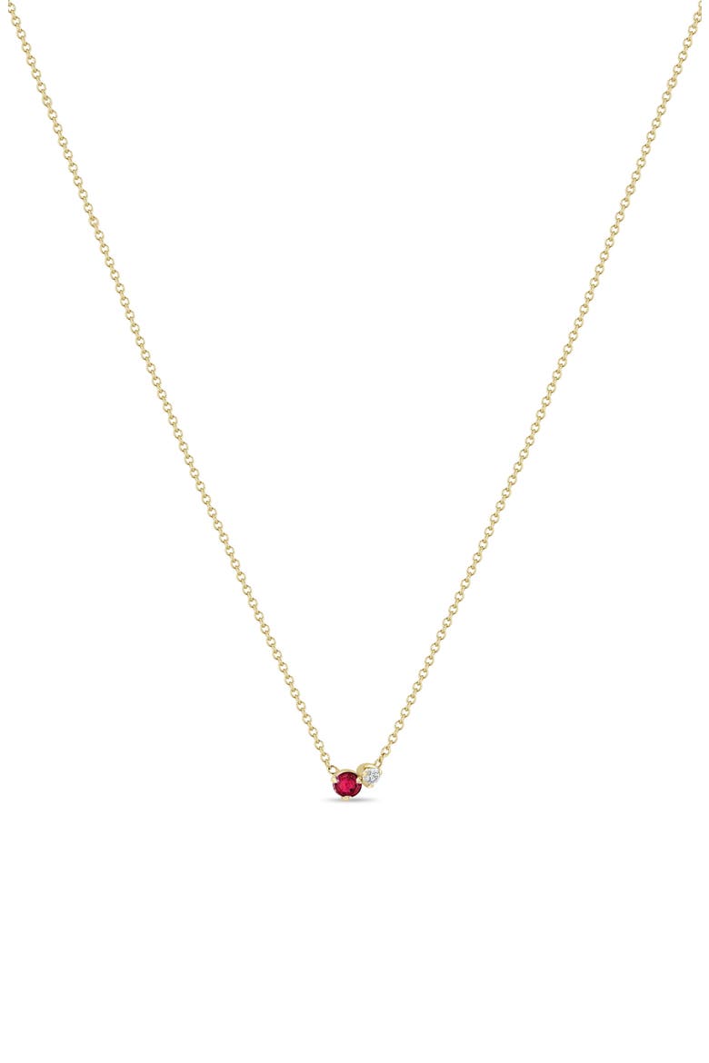 14K Gold Mixed Stone Pendant Necklace, Main, color, YELLOW GOLD/ RUBY