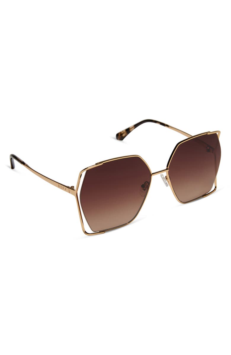 DIFF Donna IV 61mm Gradient Square Sunglasses, Alternate, color, Brown Gradient