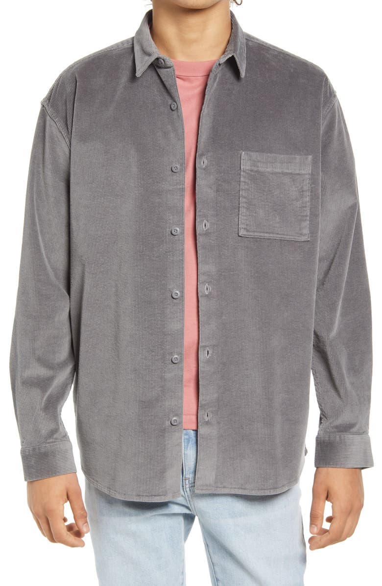 BP. Oversized Cord Button-Up Shirt, Main, color, 