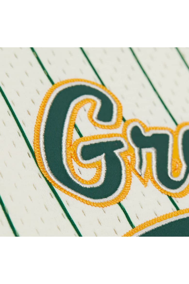 Men's Mitchell & Ness Reggie White Cream Green Bay Packers Name & Number Mesh Button-Up Baseball Jersey, Alternate, color, Cream