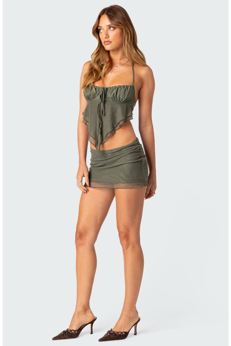 Ariyah Mesh Miniskirt, Alternate, color, OLIVE