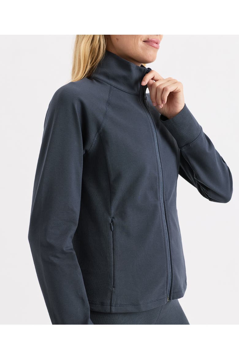 On The Go-To Slim Zip Up Jacket Made with Organic Cotton, Alternate, color, Steel Blue
