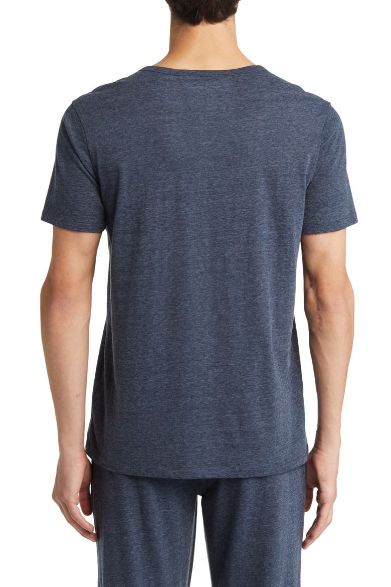 Heathered Recycled Cotton Blend Henley Pajama T-Shirt, Alternate, color, NAVY