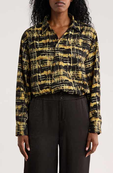 PATRIZIA LUCA Print Long Sleeve Button-Up Shirt