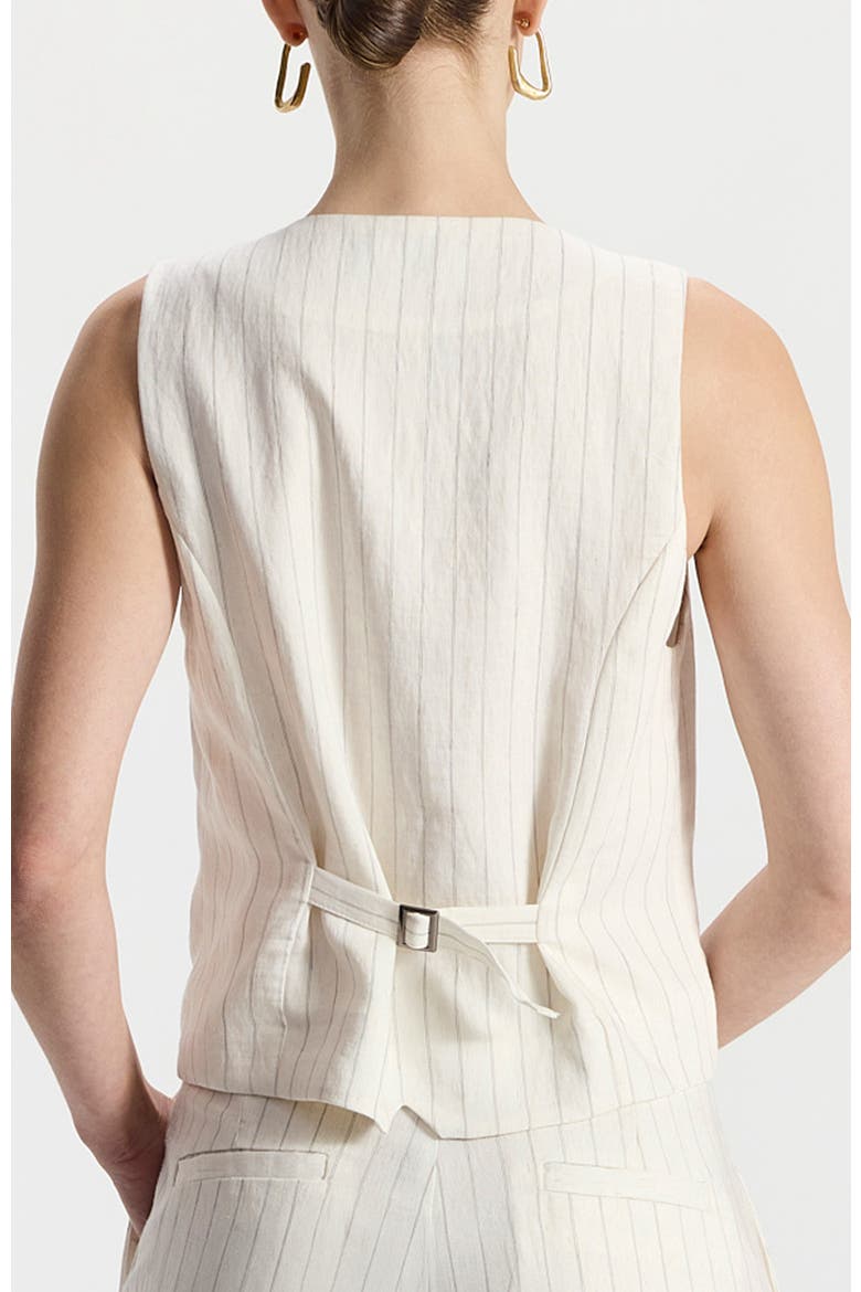 Liliana Tailored V-Neck Pinstripe Vest, Alternate, color, White With Gray Pinstripes