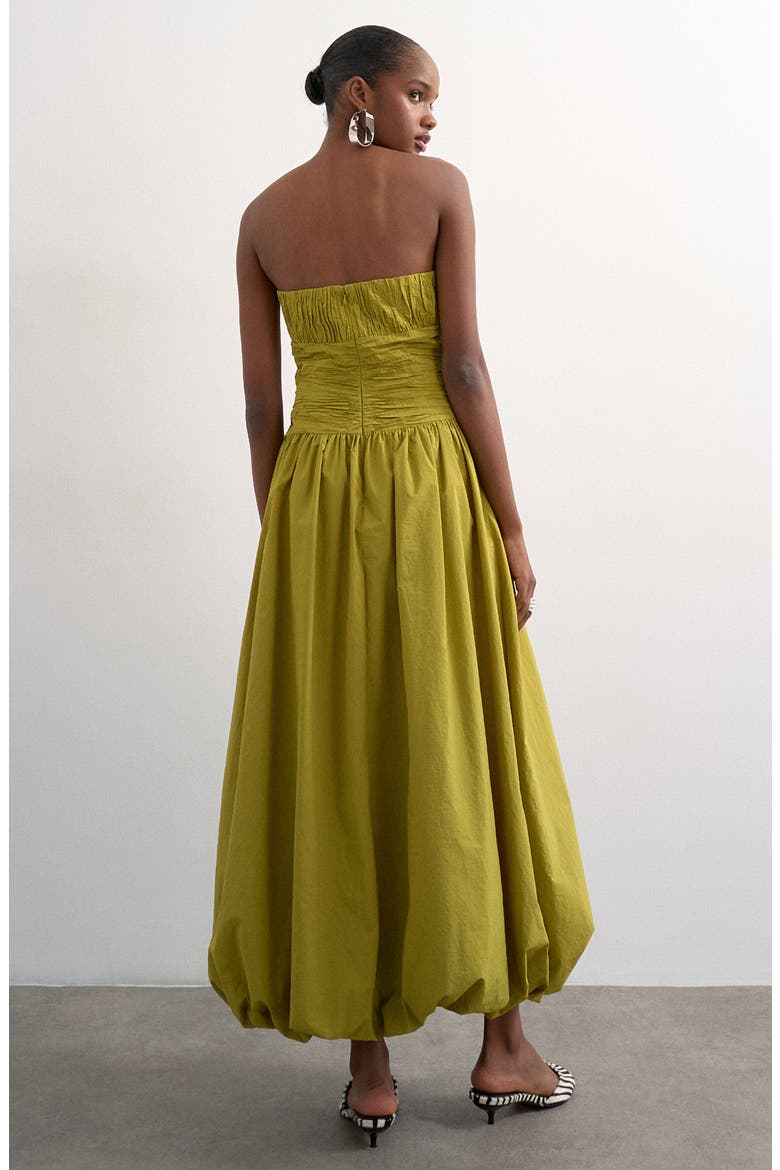 Premium Strapless Bubble Hem Dress, Alternate, color, MGREEN