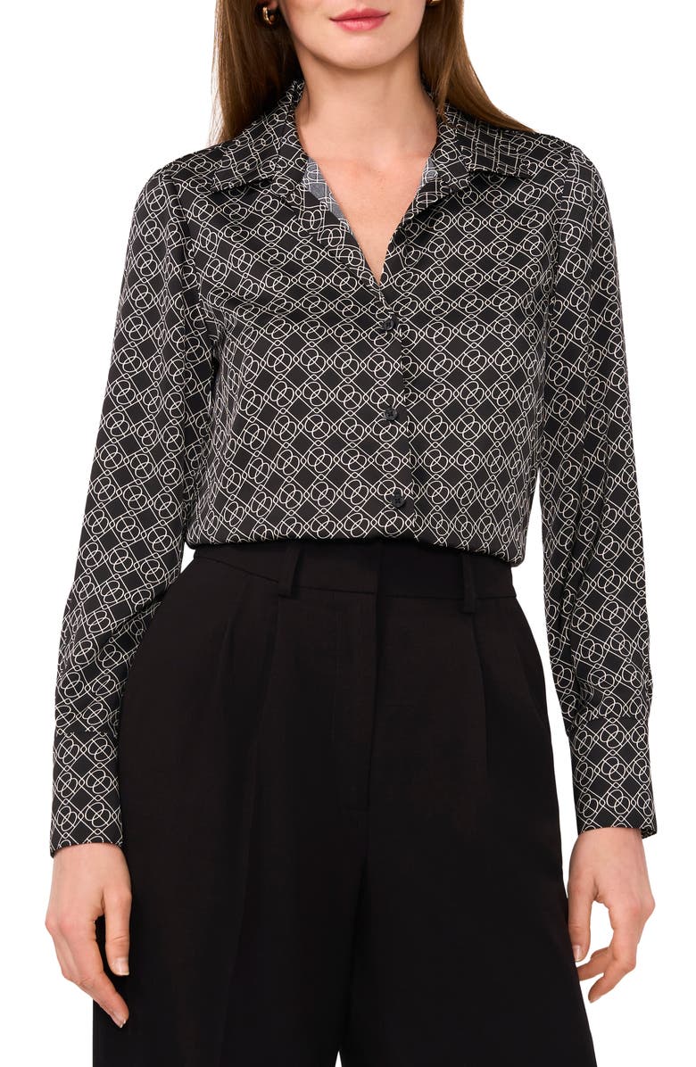 Halogen<sup>®</sup> Long Sleeve Satin Button-Up Shirt, Main, color, 