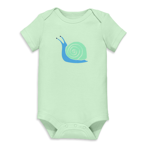 Primary Organic Short Sleeve Snail Babysuit In Light Clover