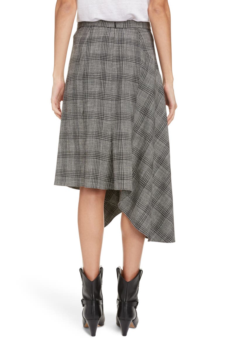 Isabel Marant Plaid Asymmetrical Cotton & Wool Blend Skirt, Alternate, color,