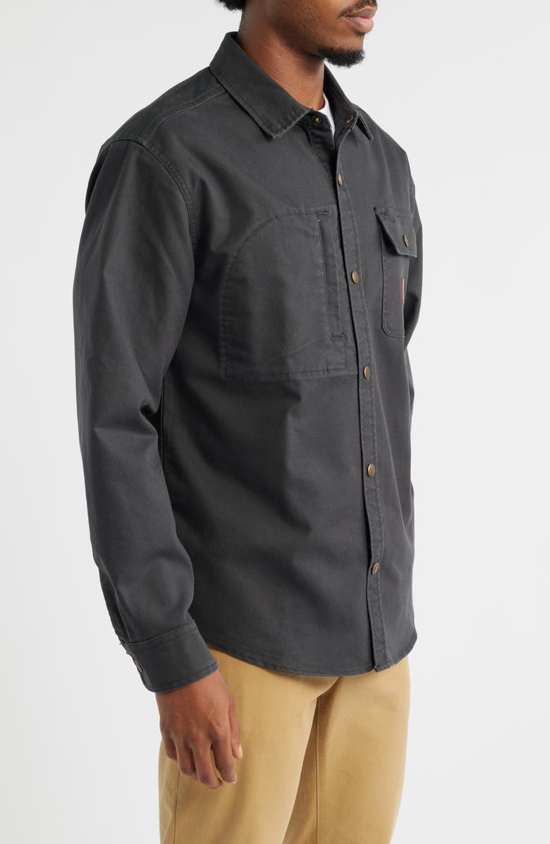 Brixton Builders Stretch Cotton Blend Overshirt, Alternate, color, Washed Black