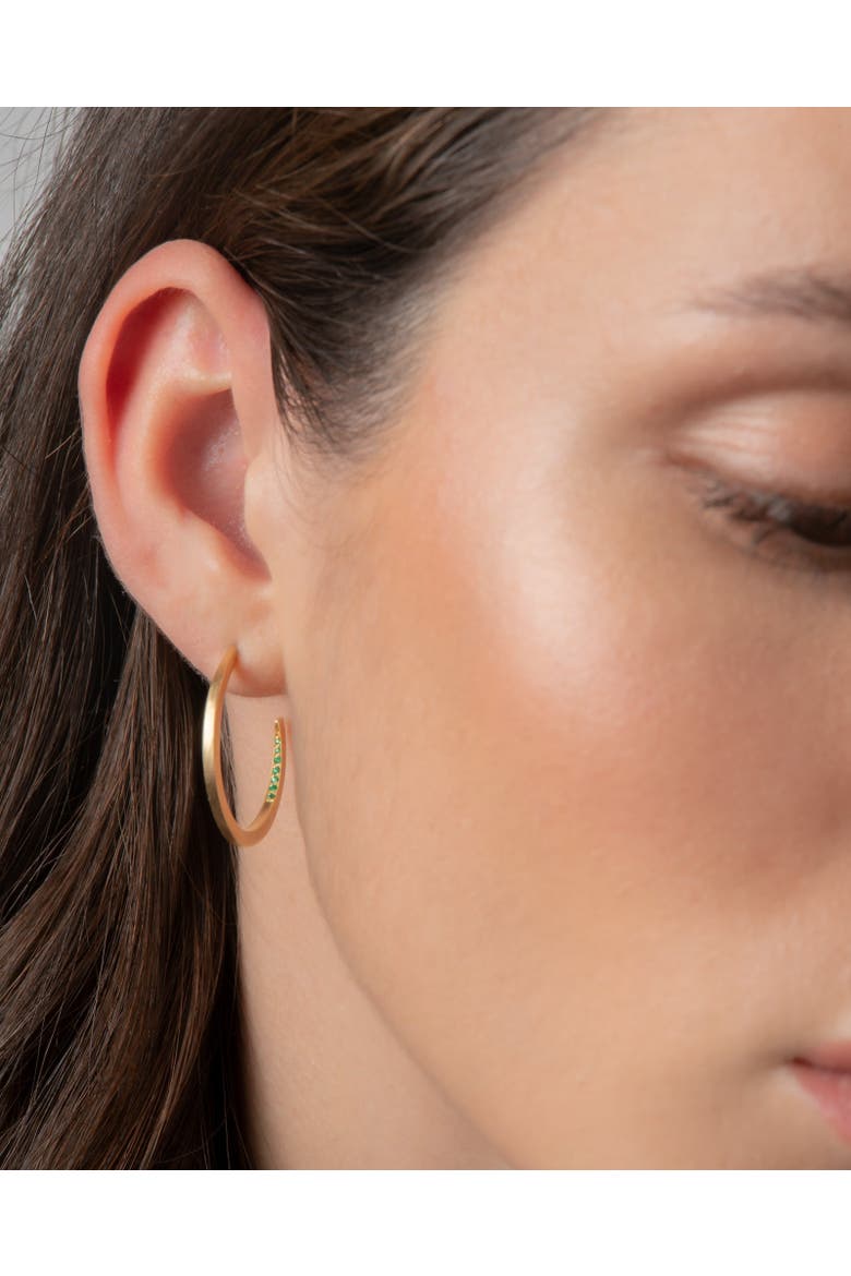 Crescent Moon Hoops Emerald, Alternate, color, Emerald