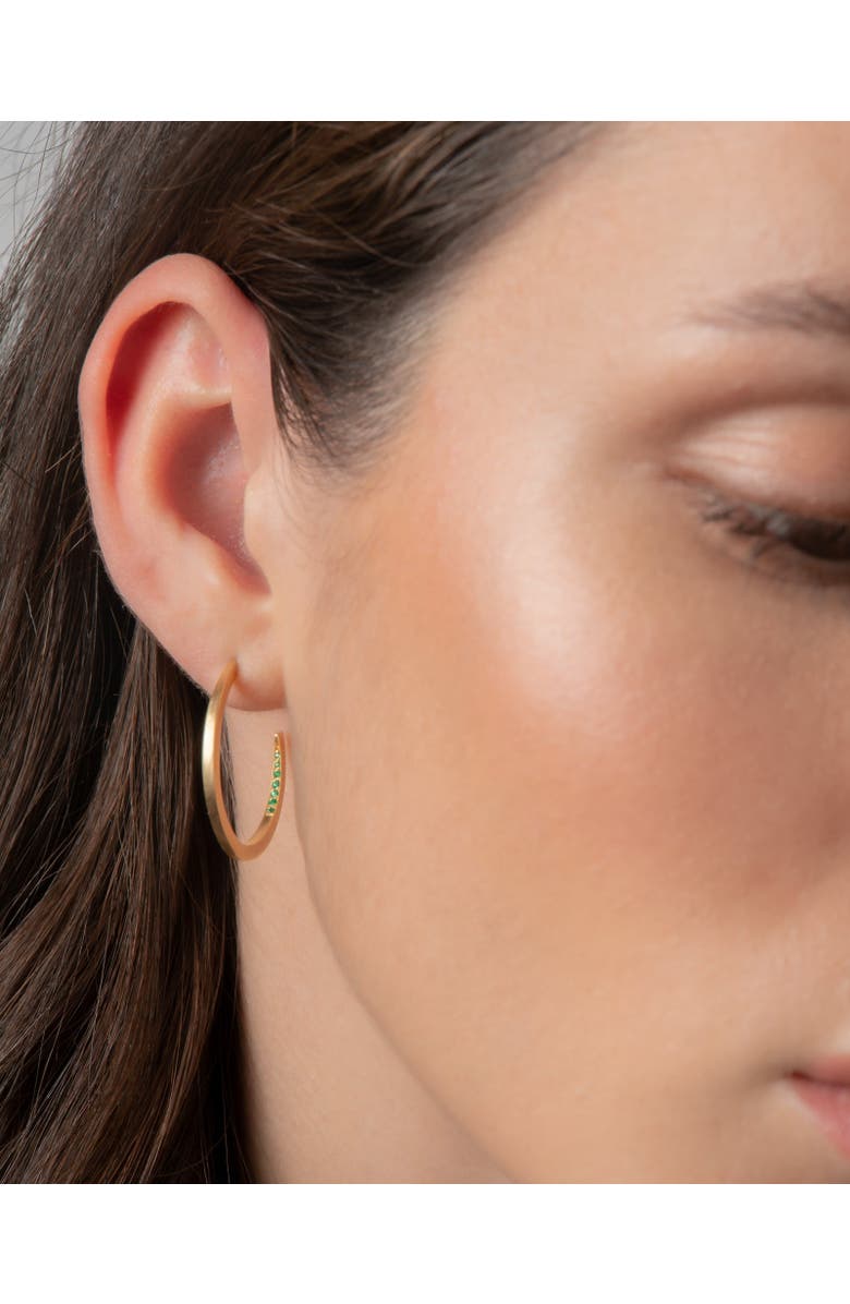 Eloise Jewelry Crescent Moon Hoops Emerald, Alternate, color,