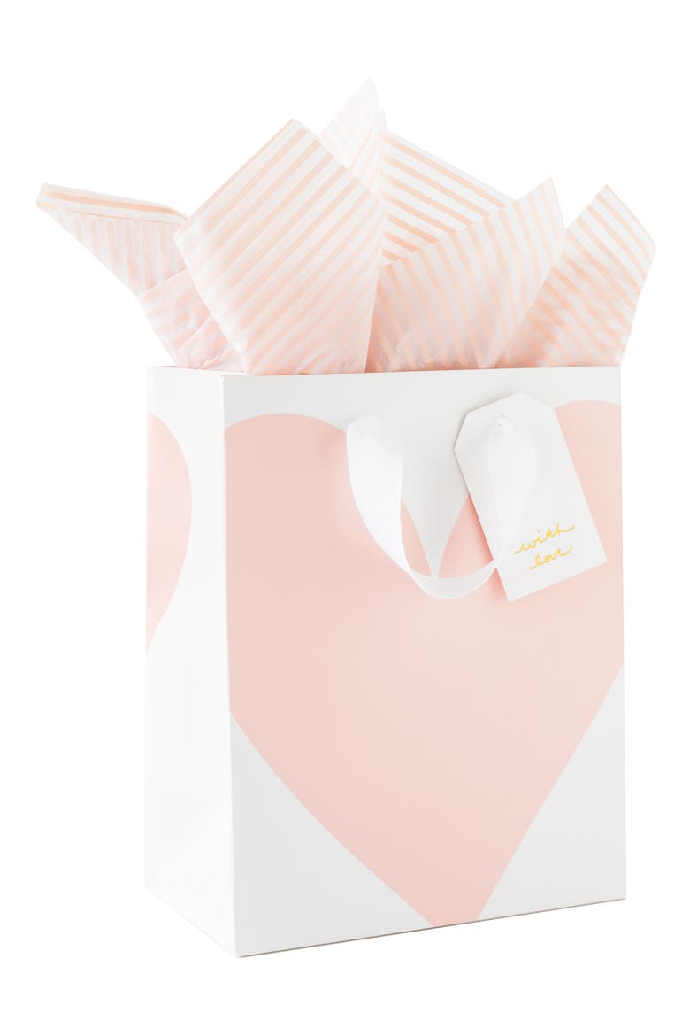 Pink Heart Gift Bag Set, Main, color, ROSE HEART