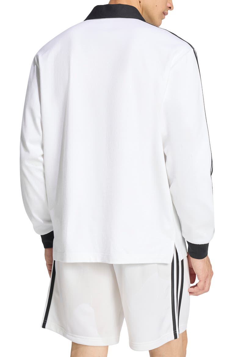 3-Stripes Long Sleeve Polo, Alternate, color, WHITE