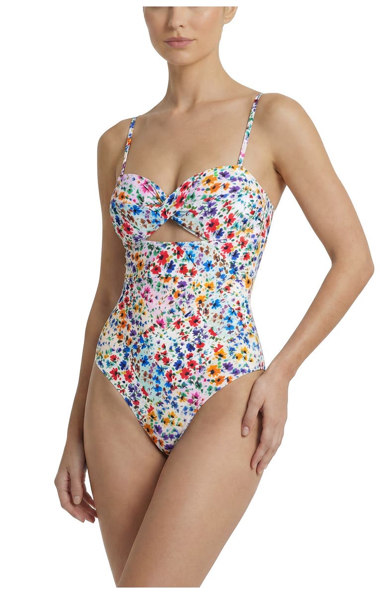 Change of Scenery Ella Twist Bandeau One-Piece Swimsuit, Alternate, color, Wildflower Patch