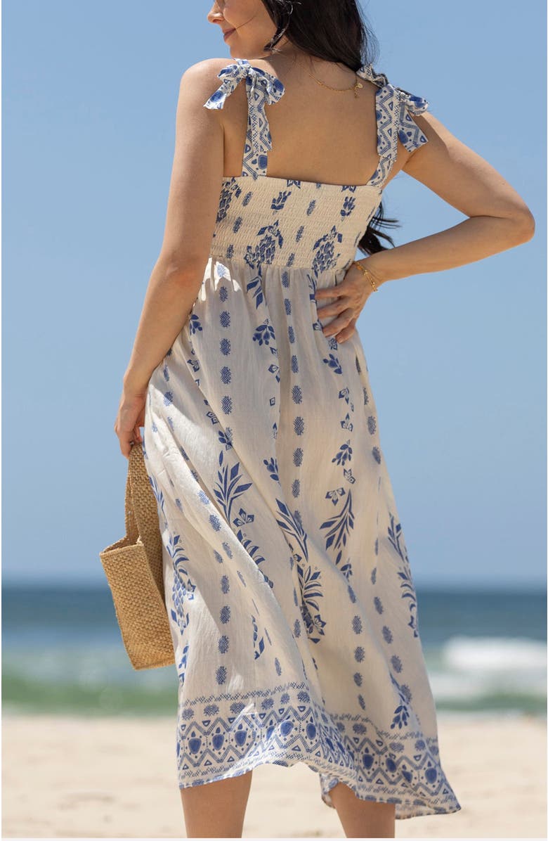 Angel Maternity Aenor Blue Border Print Summer Dress, Alternate, color, Blue