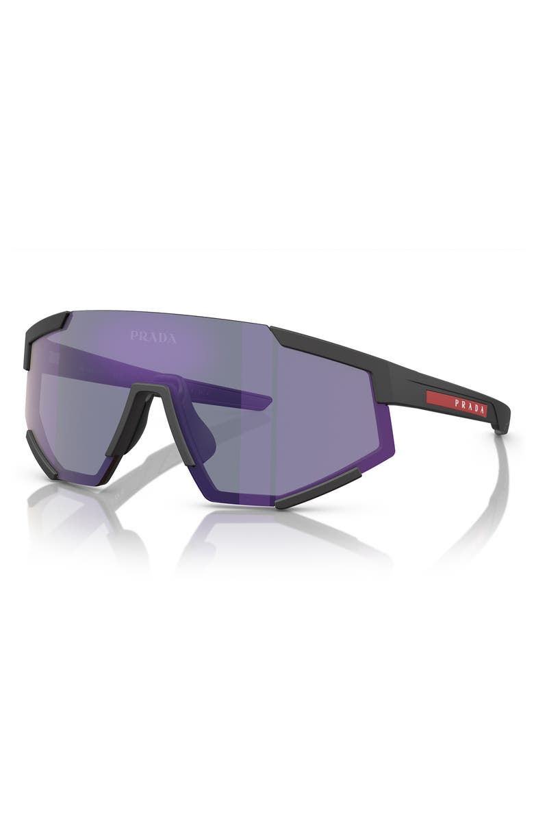 Prada Linea Rossa 137mm Pillow Shield Sunglasses, Alternate, color, Violet