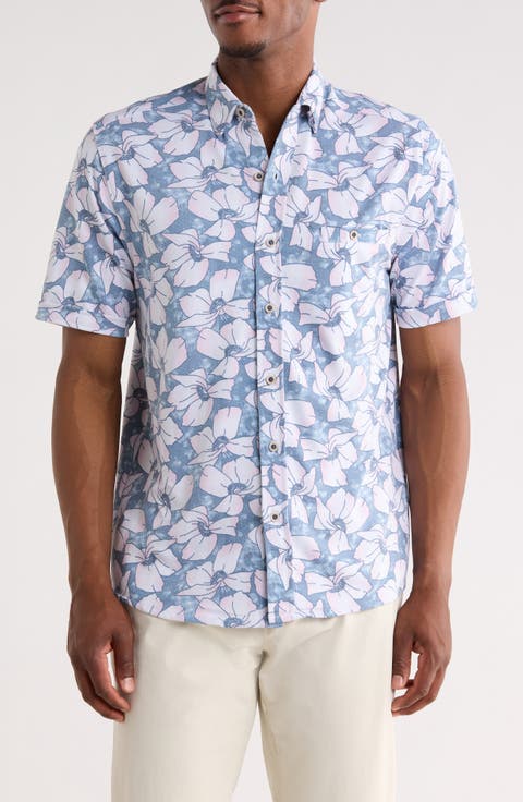 Floral Print Short Sleeve Button Up Shirt