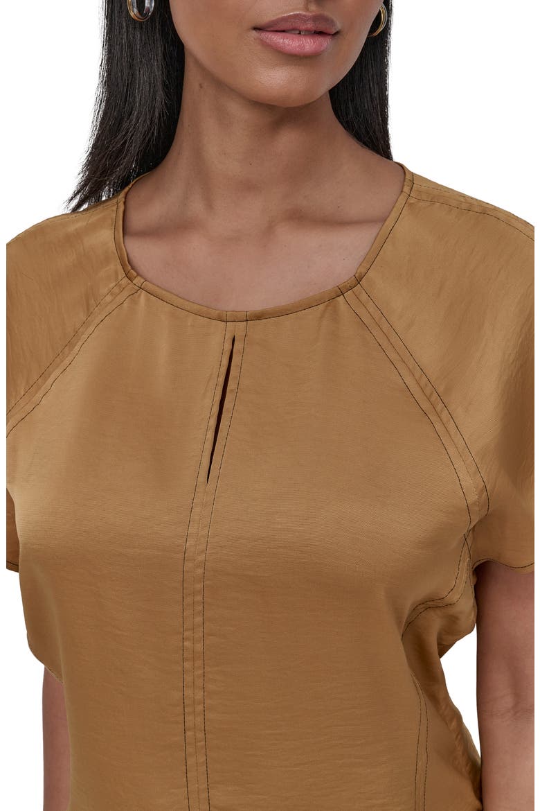 Glazed Crinkle Satin Top, Alternate, color, WHISKEY
